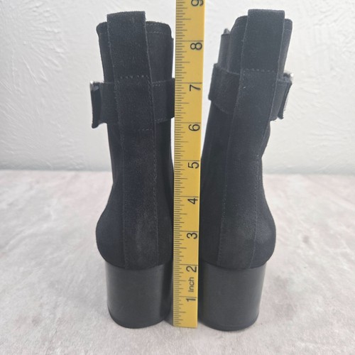 Rag & Bone Biker Boots Suede Black Moto Buckle Heeled Chelsea Ankle Booties 6.5 - Picture 5 of 12