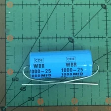1000uF 25v Cornell Dubilier Axial Capacitor WBR1000-25 Industrial Grade CDE NOS