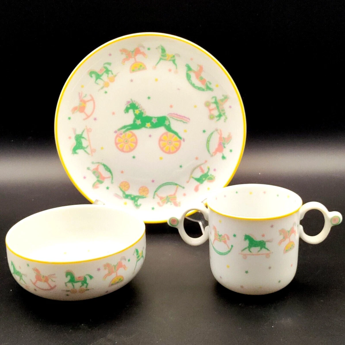 Lynn Hollyn Tuscany Toyland Toddler Dish Set Plate Bowl Double Handle Cup
