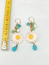 Boucles D'oreilles Ailes D'ange En Agate Blanche Et Cristal Bleu - Neuf Avec étiquettes