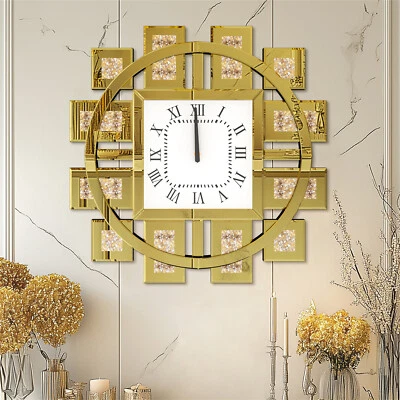 60cm Große Wanduhr zerdrücktes Juwel Glas lautlos Nicht tickend römische Wanduhr - Bild 1 von 4