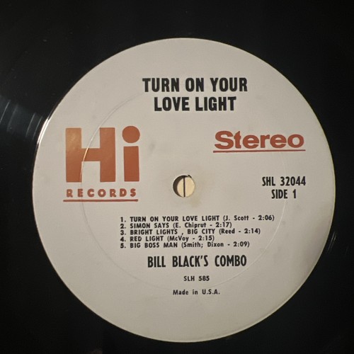 Bill Black's Combo –Turn On Your Love Light - 1968 Hi Records Vinyl LP VG+/VG+ - Picture 5 of 7