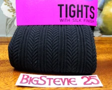 Pretty Polly Stripes & Chevron Pattern Tights 80 D Size S/M Black FREE  P&P