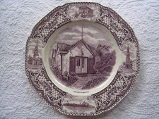 VINTAGE CROWN DUCAL MULBERRY SCALLOPED FIRST EDITION SCENES / HISTORIC CITY  #58