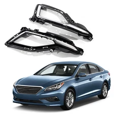 Pair Fog Light Lamp Cover Front Bumper Bezel Trim Fit Hyundai Sonata 2015-2017