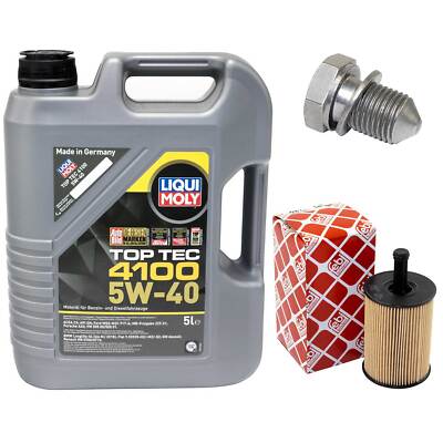 Motoröl Set 5W-40 5 Liter + Ölfilter + Ölablassschraube für Audi Seat Skoda VW
