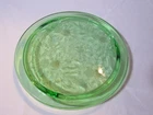 Vtg Jeanette Sunflower Green Uranium Depression Glass 10" Footed Cake Plate Glow