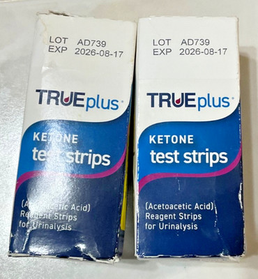 2,True Plus Ketone Test Strips 50 Reagent Strips for Urinalysis 08/2026