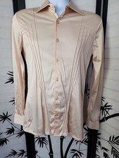 VTG 60s/70s HUTSPAH A Grouping Champagne 100 Nylon Western / Disco Shirt SZ S
