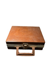 Vintage Savoy 16 Cassette Tape Briefcase Faux Leather Retro Storage Case Brown