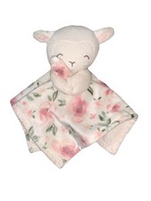 Modern Moments White  Lamb Lovey Security Blanket Plush Pink Floral