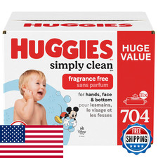 Huggies Simply Clean Unscented Baby Diaper Wipes 11 Flip-Top Packs 704 Wipes