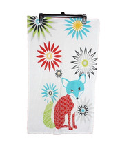 Mu Kitchen Linen Table Runner Brightly Colored Fox With Floral 18.5"x 30"