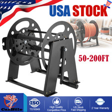 Heavy Duty Metal 50-200 FT RV Extension Cord Reel Stand Power Cables w/ Storage