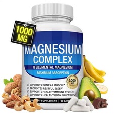 Magnesium Complex 8 Elemental Magnesium Supplement 1000mg Non-GMO 90 Capsules UK 0.78 per thousand milligrams