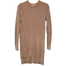 Michael Kors Solid Camel Ribbed Long Sleeve Knit Sweater Dress S