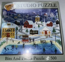 bits and pieces puzzle 500 Winter Skating Party Sealed Nib Winter Holiday