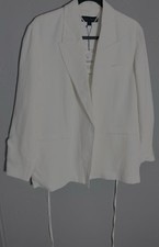 Zara White Oversized Blazer Size S Linen And Viscose Long Sleeve And Tie