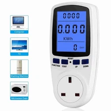 Electricity Usage Monitor Power Meter Plug Home Energy Watt Volt Amps KWH