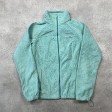 Columbia Fleece Womens Medium Vintage Full Zip Outdoor Jacket, Blue Green