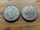 US Morgan Silver Dollars 2 coins circulated details Pre 1904 Lot T3