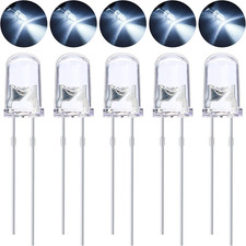 100 Pcs 5mm Clear White LED Light Emitting Diodes Bulbs, LED Lamps