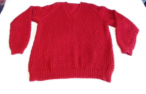 Burgundy Hand Knitted Jumper Approx 18 / 20 SALE