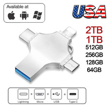 Type-C 64G 128G 4in1 USB Flash Drive OTG Stick for iPhone iPad Android Pen Drive