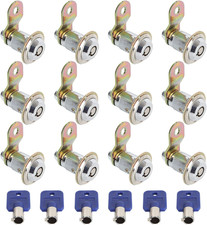 12 Pack Cam Locks Keyed Alike With 6 Keys 1-1/8 Inch 30mm Tubular Cam Lock 90