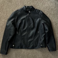 LOVEU.DEAR Womens Black Biker Jacket 2XL Zip ...