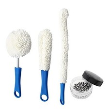 3 Pcs Decanter Cleaner Set Flexible Wine Bottle Cleaning Brush with Blue