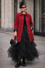 Vintage Trachten-Mantel aus Alpaka & Wolle | Rot | A-Linie | Gr. 44–46 | Bauer🍒