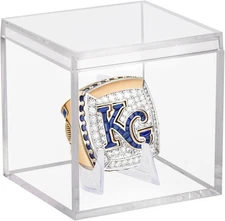 Clear Acrylic Championship Ring Display Case, Memorabilia Stand 1-Pack,