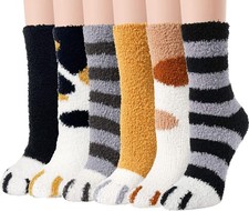 Ginmewrae Women Fuzzy Socks Cozy Soft Fluffy Cute Animal B Mix Color 6 Pairs 