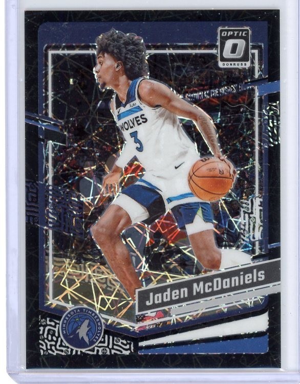 2023-24 Panini Donruss Optic Jaden McDaniels #118 Black Velocity Prizm /39 bk357
