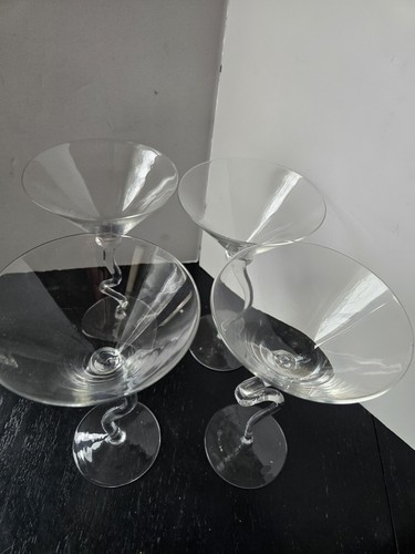 Squiggly Wiggley Martini Cosmopolitan Stemmed Mid-Century Modern Set Of 4 - Afbeelding 11 van 21