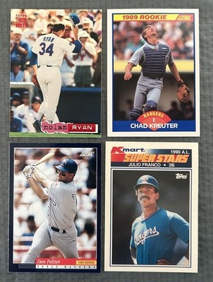Nolan Ryan 94, Chad Kruter RC 89, Dan Peltier RC 93, Julio Franco 90, 4 Rangers