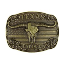 American Flag Texas 1836 Longhorn Belt Buckle Antique Bronze Fits 1.5 inch Belts