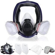 Full Face Gas Mask Respirator Facepiece 15 IN 1 SET Reusable For Work Protection