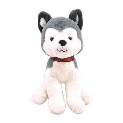 FAO Schwarz Plush Husky Dog Stuffed Animal Gray White Wolf Realistic Toy
