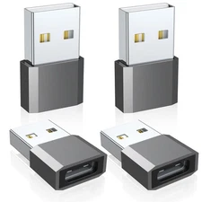 QianLink USB C to USB Male Adapter 4 Pack, Type C Charging Cord Connect
