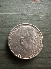 5 Reichsmark 1936 Silberm&uuml;nze, Paul von Hindenburg 900er Silber