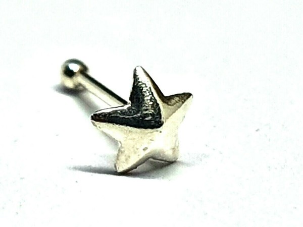Stern Nasenstecker Erhabener Maritimer Stern 22 G (0,6 Mm) 925 Sterling Silbe...-image