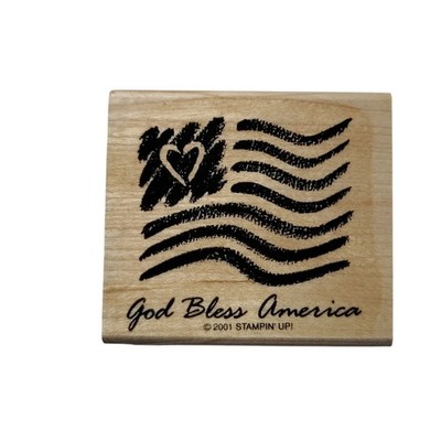 VTG Stampin Up Wood Mount Stamps God Bless America Special Edition 2001 Retired