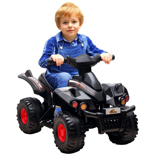Hetoy Kids 6V Ride-On ATV Quad - 1.76 MPH, Push-Button Start, LED Lights, Music Player (Blue