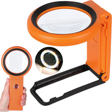 Magnifying Glass with Light and Stand, Foldable Handheld Magnifying Glass 18 LED