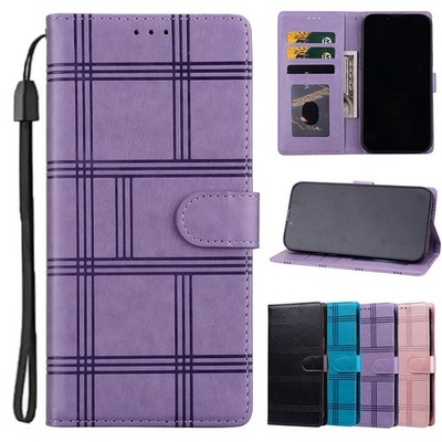 Leather Grid Wallet Phone Case For Oneplus Nord CE 2 Lite CE 2 CE3 11 10 Pro 10T