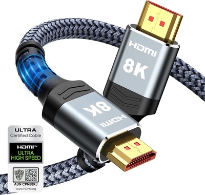 Highwings 8K 10K 4K HDMI Cable 48Gbps 6.6FT/2M, Certified Ultra High Grey 