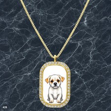 Gorgeous Cute Dog Puppy Pendant Necklace Graphic Design Timeless Gold Tone Nice