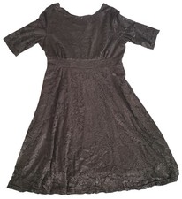 Little Black Dress Lace Empire Waist 3XL Scoop Neck 3/4 Sleeves Midi Length